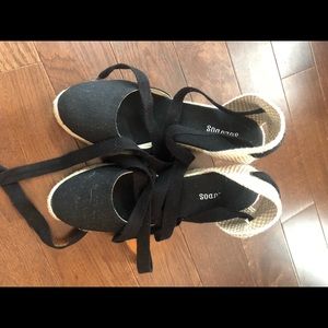 Classic black Soludos wedge espadrilles